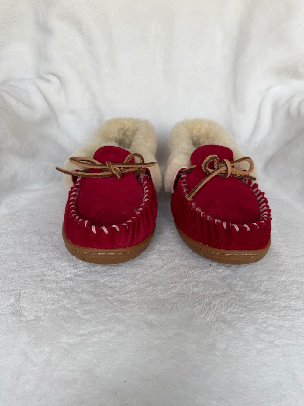 Llbean wicked good warm slippers us women’s size 10 red suede shearling lined - Picture 3 of 9